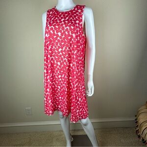 Calvin Klein Red and White Sleeveless A-Line Mini Dress